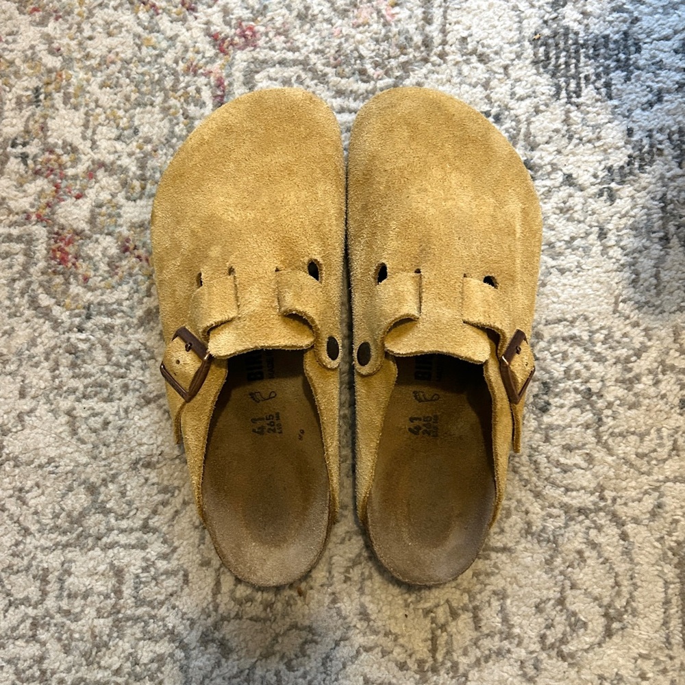 Birkenstock Boston Suede Sandals - Latte Cream (EU Size: 41, US Size 8-8.5 mens)